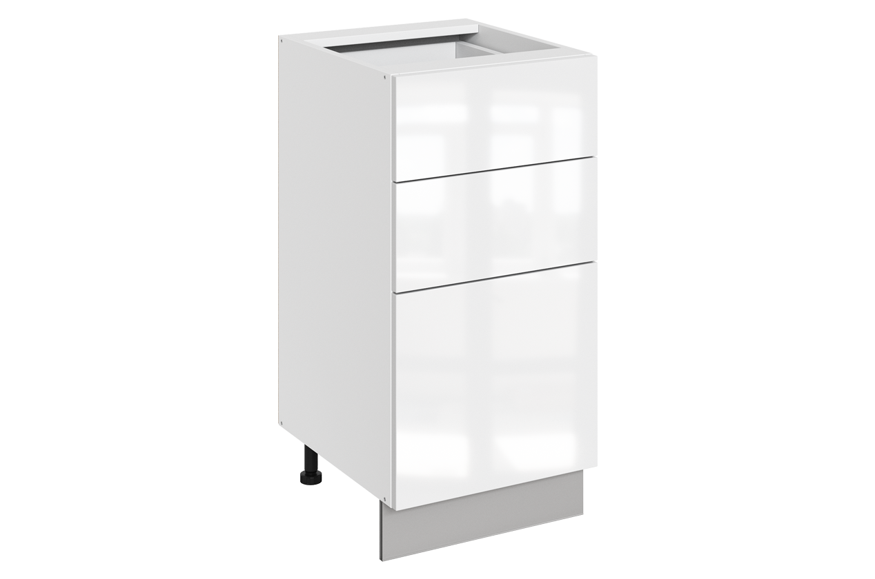 Кристи Шкаф рабочий L400 B500 Слим (3 ящ.) (эмаль) (белый/белый глянец)