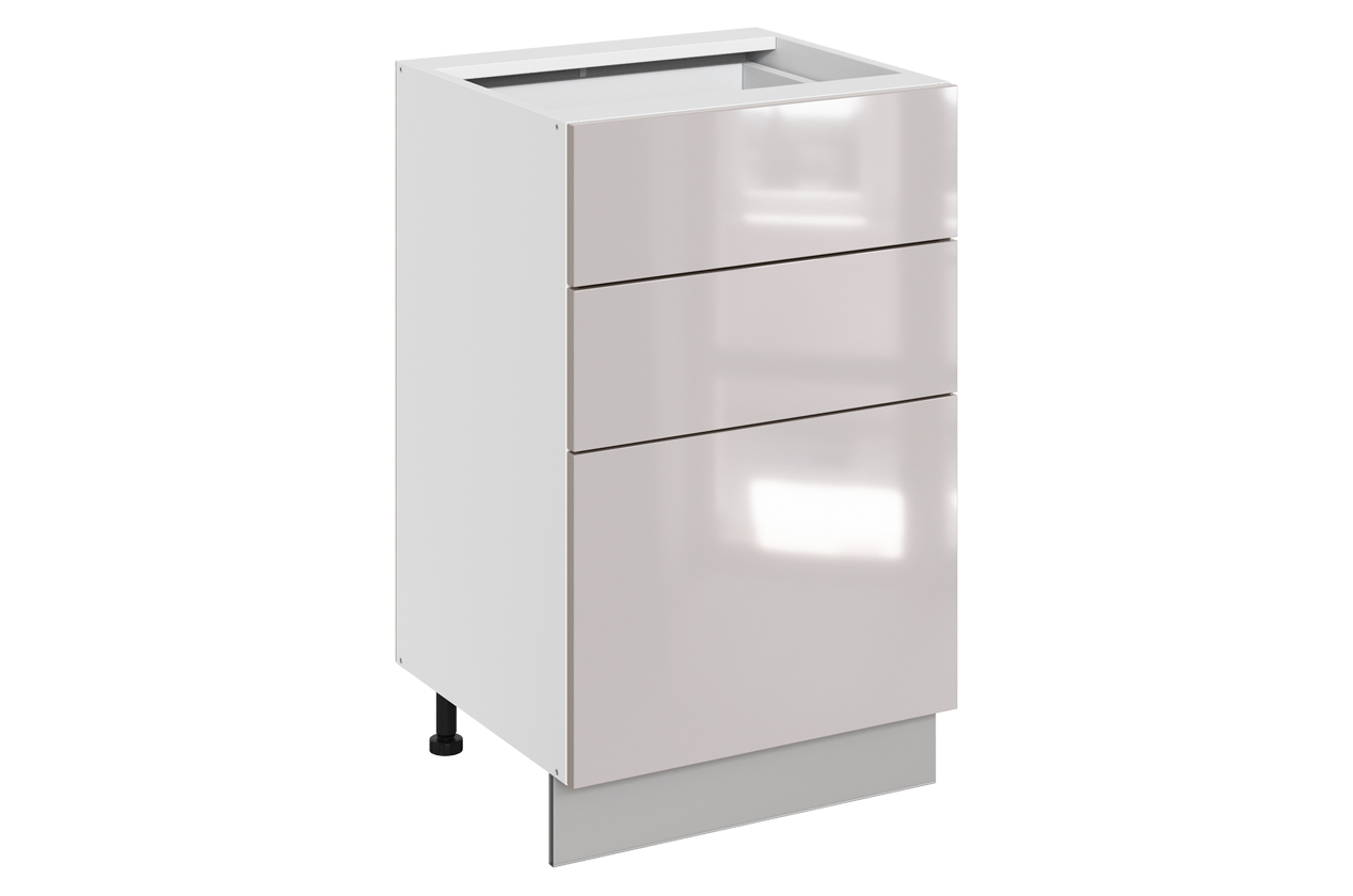 Кристи Шкаф рабочий L500 Старт (3 ящ.) (эмаль) (белый/дымчатый глянец)