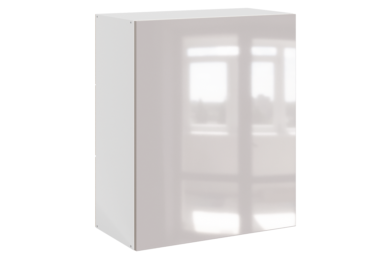 Кристи Шкаф навесной L600 Н720 (1 дв. гл.) (эмаль) (белый/дымчатый глянец)