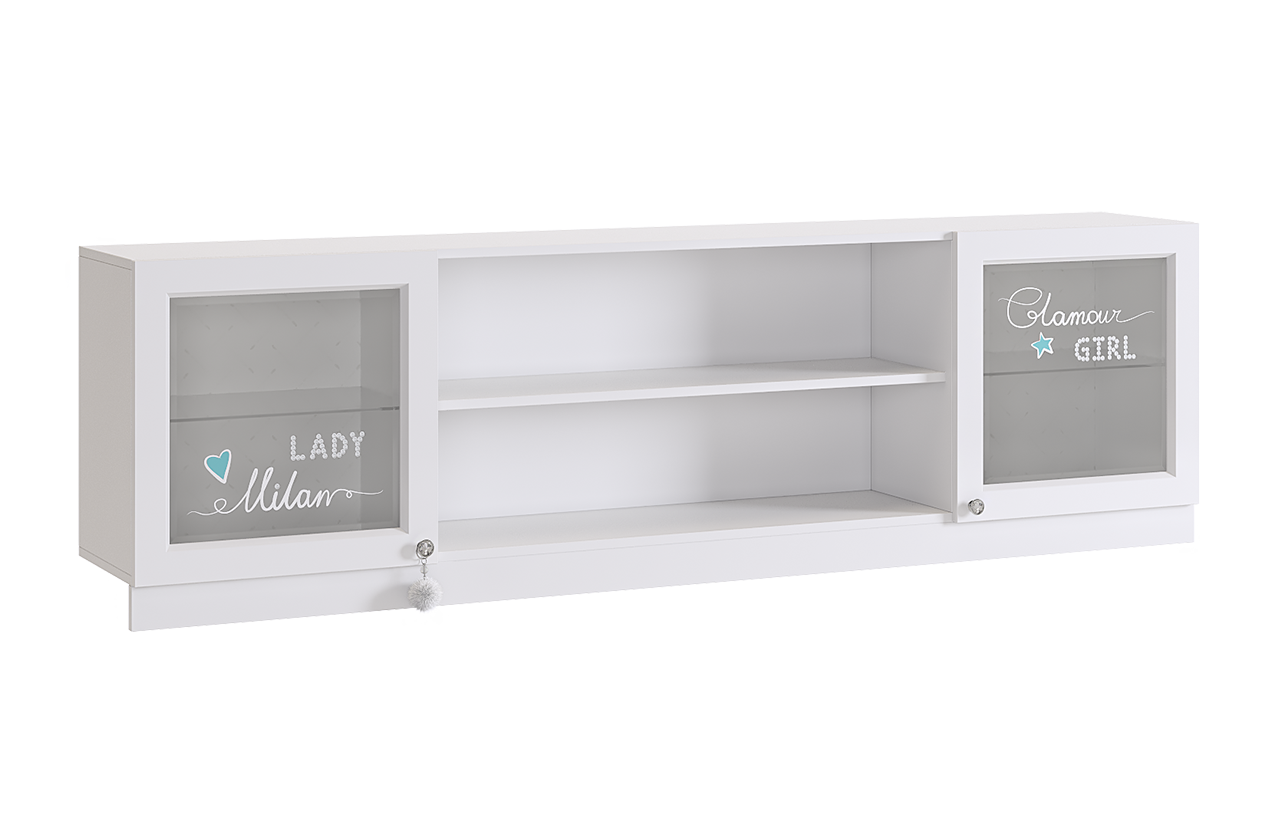 Гламур Секция навесная (белый/белый глянец)