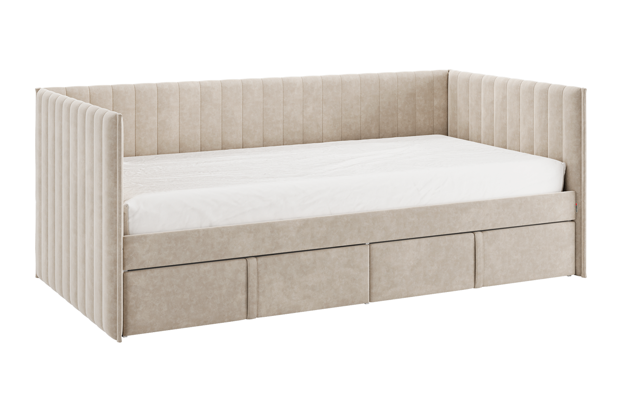 Кровать с ящиками Твикс (Софа) 90х200 см (капучино (велюр))