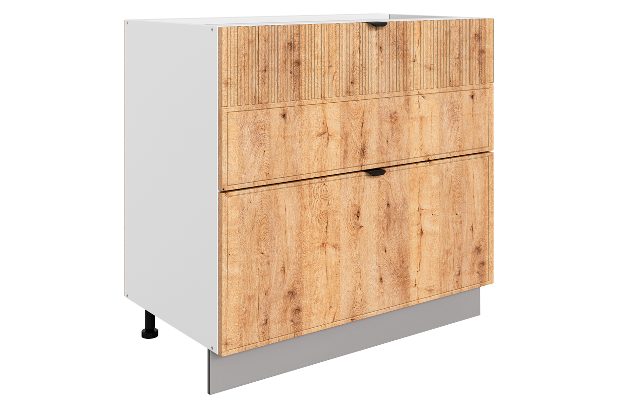 Бариста Шкаф рабочий L800 B500 Слим (2 ящ.) (белый/дуб европейский матовый)