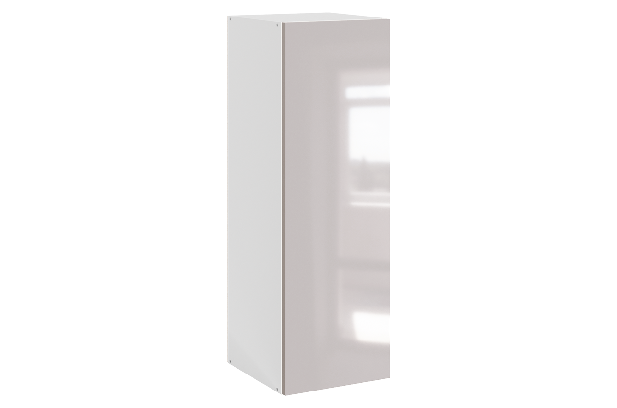 Кристи Шкаф навесной L300 Н900 (1 дв. гл.) (эмаль) (белый/дымчатый глянец)