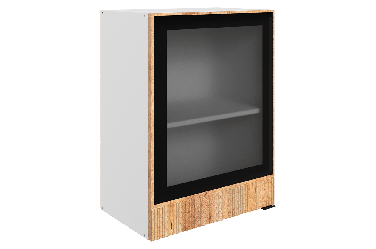 Бариста Шкаф навесной L500 Н720 (1 дв. рам.) (левый) (белый/дуб европейский матовый)