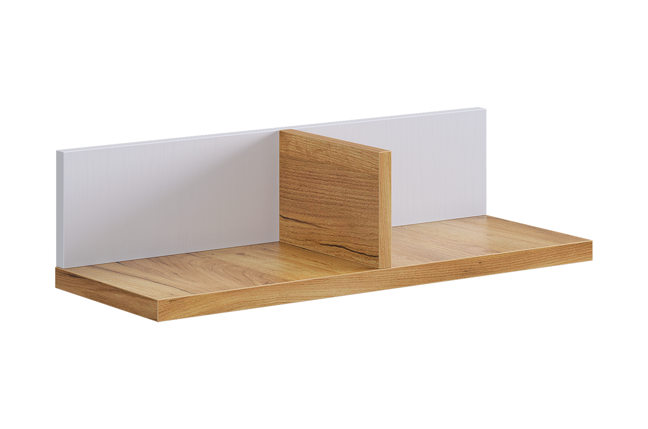 Полка навесная Хюгге (белое дерево/дуб крафт золотой)