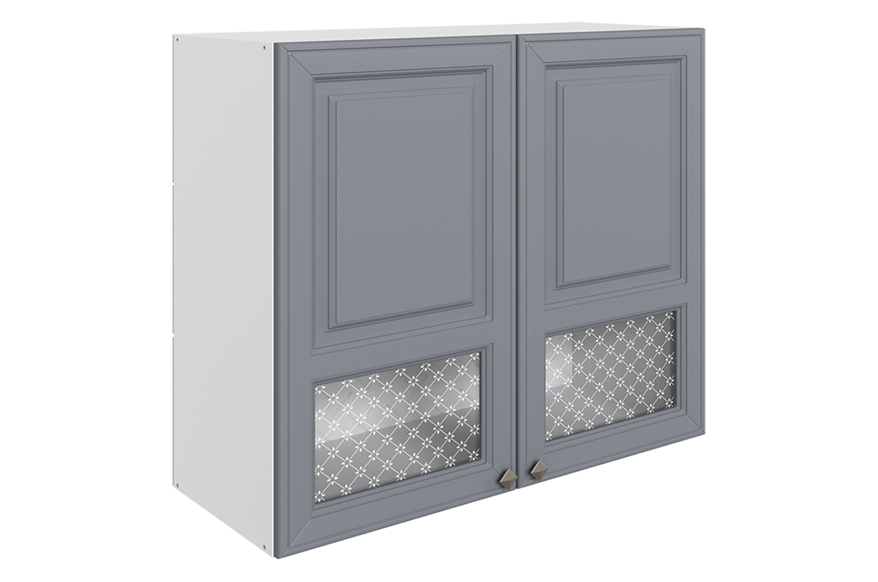 Мишель Шкаф навесной L800 Н720 (2 дв. окош.) (эмаль) (белый/серый)