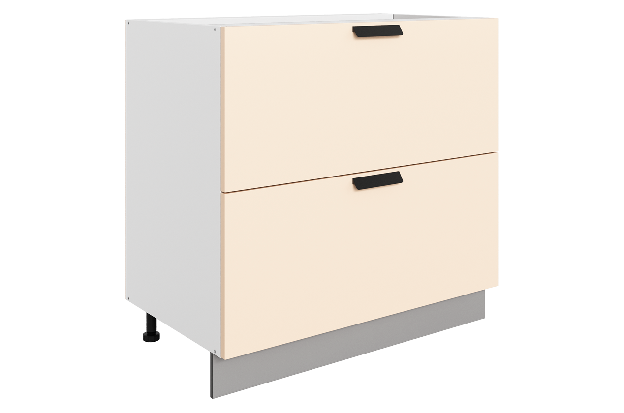Джаз Шкаф рабочий L800 B500 Слим (2 ящ.) (эмаль) (белый/крем)