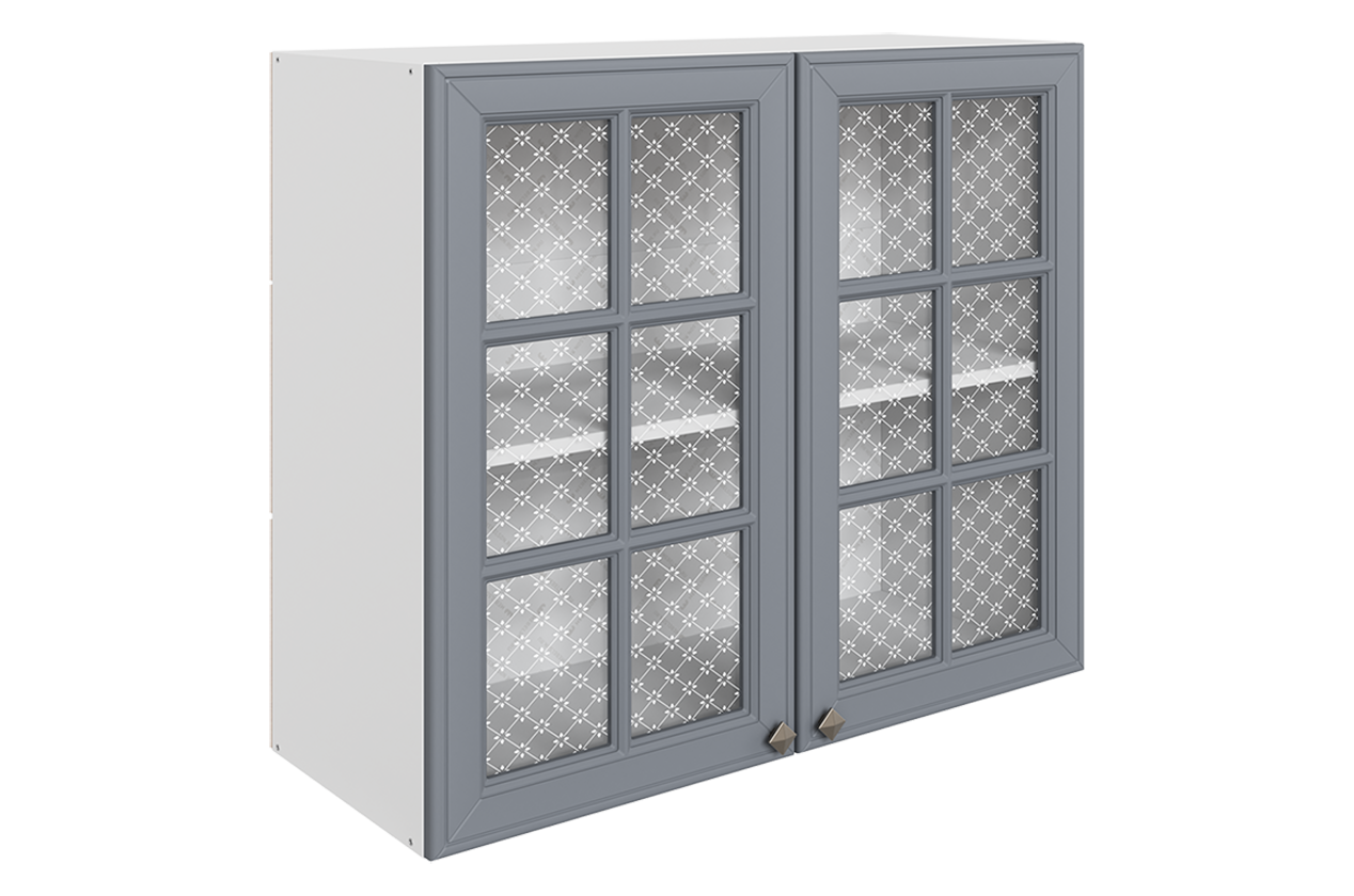 Мишель Шкаф навесной L800 Н720 (2 дв. реш.) (эмаль) (белый/серый)