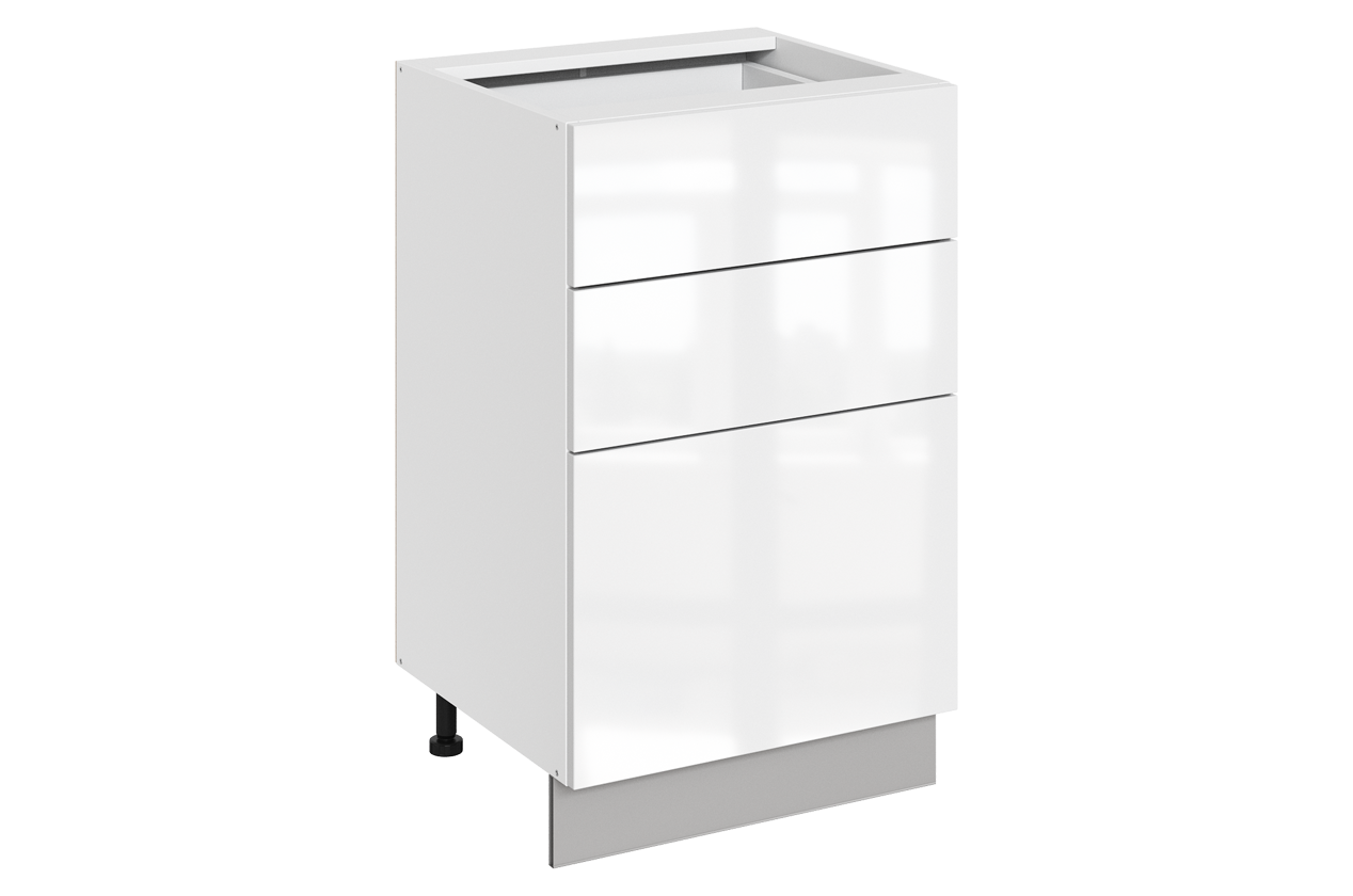 Кристи Шкаф рабочий L500 B500 Слим (3 ящ.) (эмаль) (белый/белый глянец)