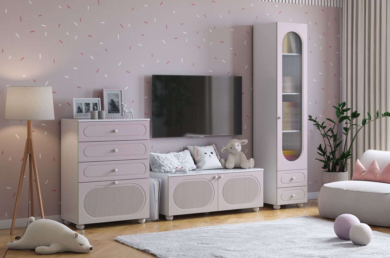 Гостиная "Милана К1" (белое дерево/сакура)