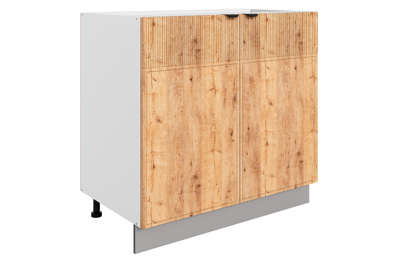 Бариста Шкаф рабочий L800 B500 (2 дв. гл.) (белый/дуб европейский матовый)