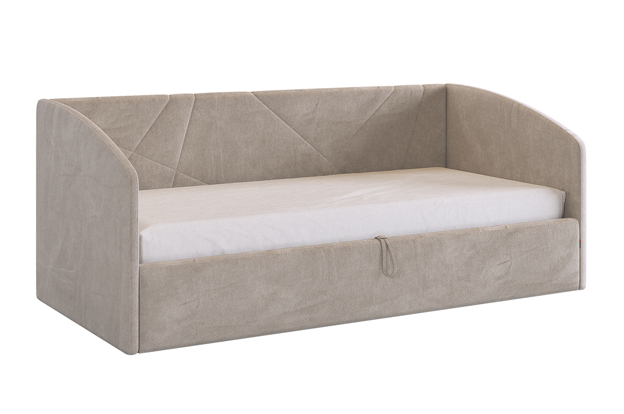 Кровать с подъемным механизмом Квест (Софа) 90х200 см (латте (велюр))