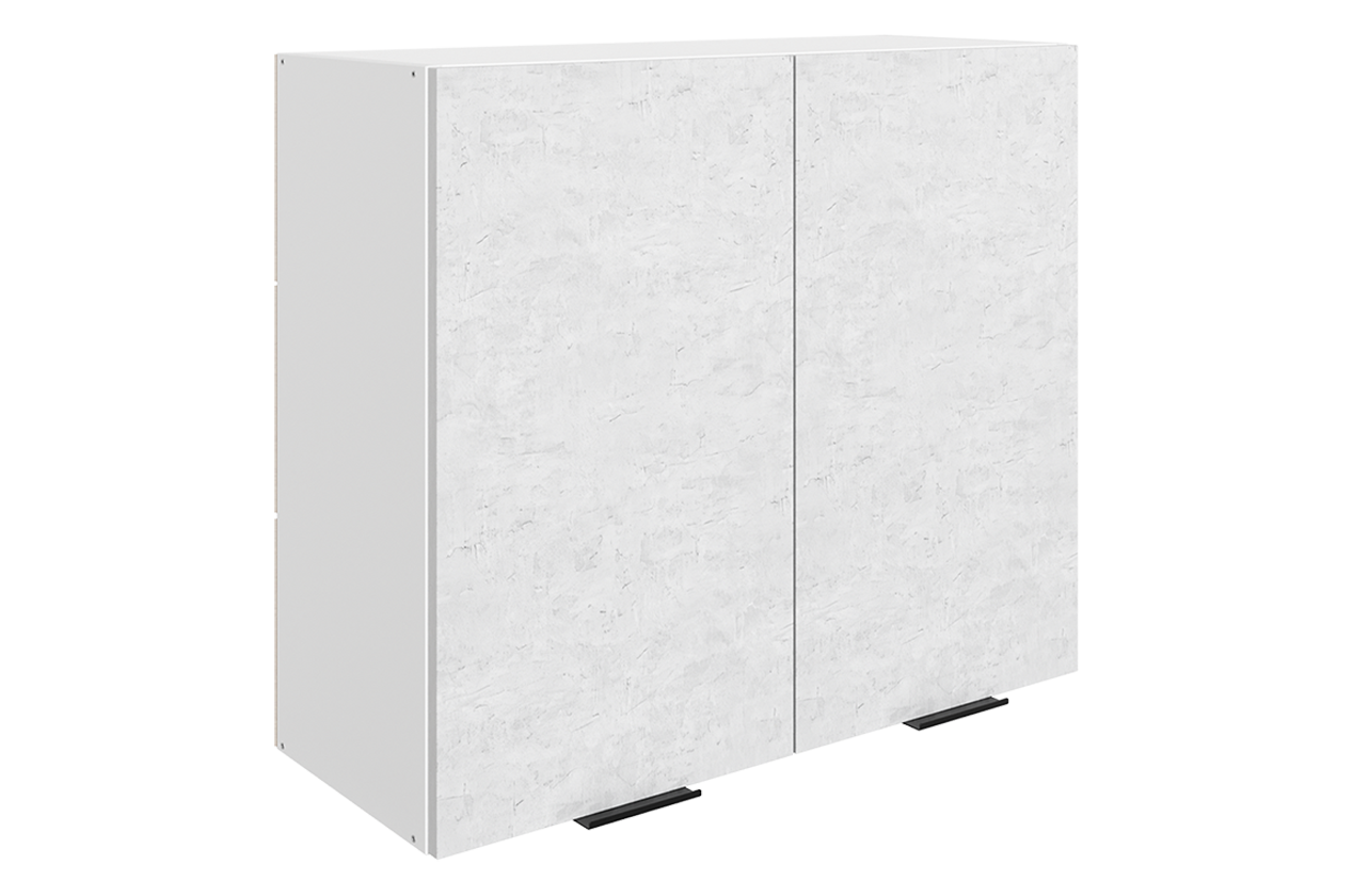 Стоун Шкаф навесной L800 Н720 (2 дв. гл.) (белый/белая скала)