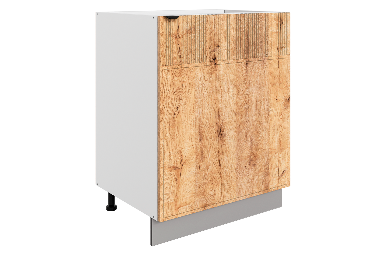 Бариста Шкаф рабочий L600 B500 (1 дв. гл.) (правый) (белый/дуб европейский матовый)