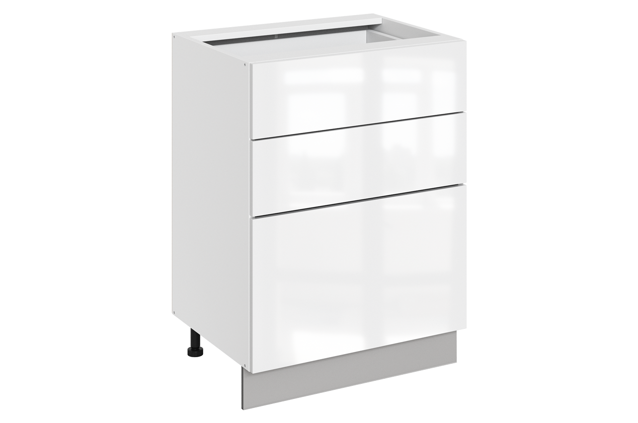 Кристи Шкаф рабочий L600 B500 Слим (3 ящ.) (эмаль) (белый/белый глянец)