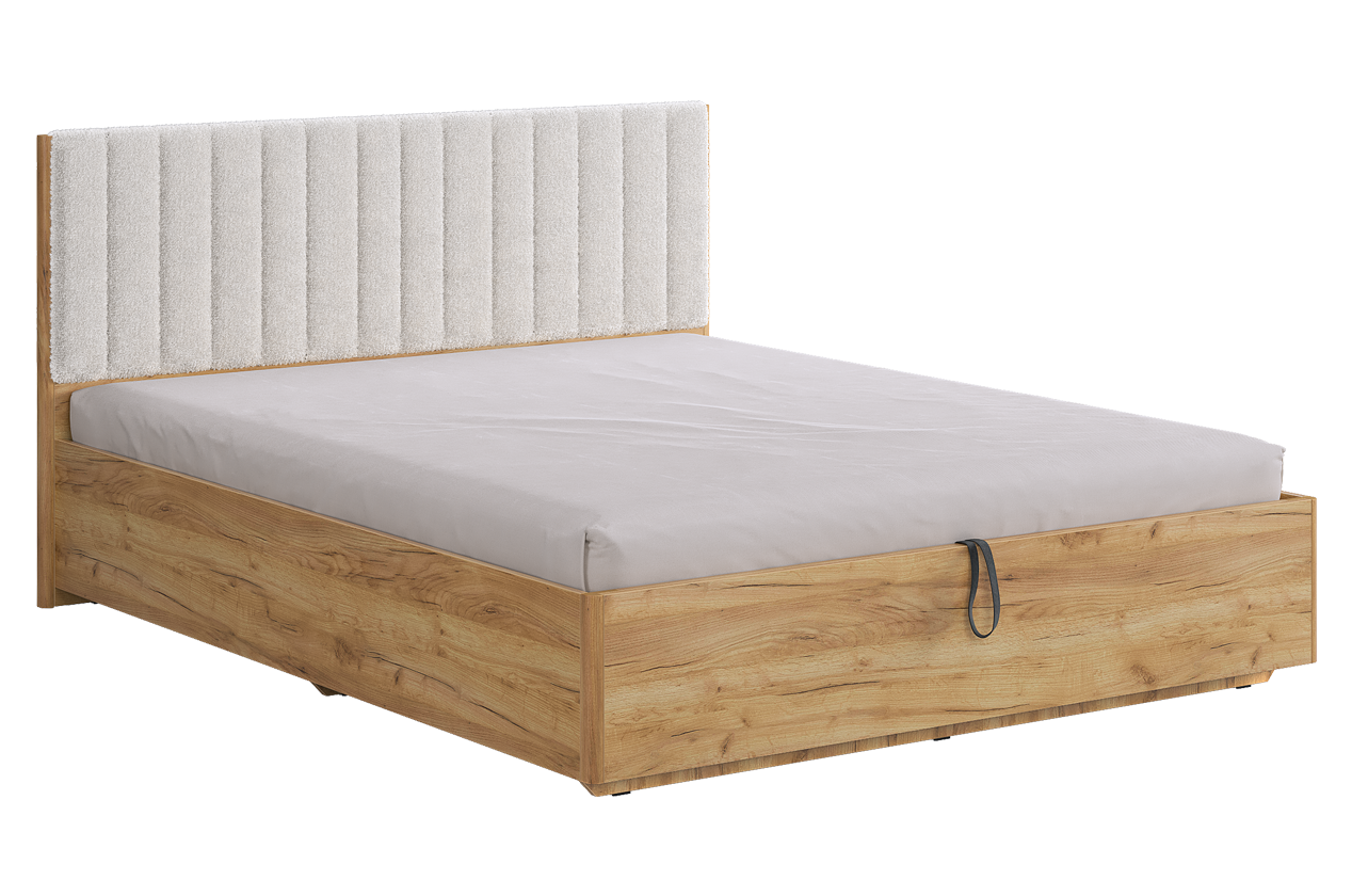 Кровать с подъемным механизмом Юлия 160х200 см (дуб крафт золотой/белый (плюш))