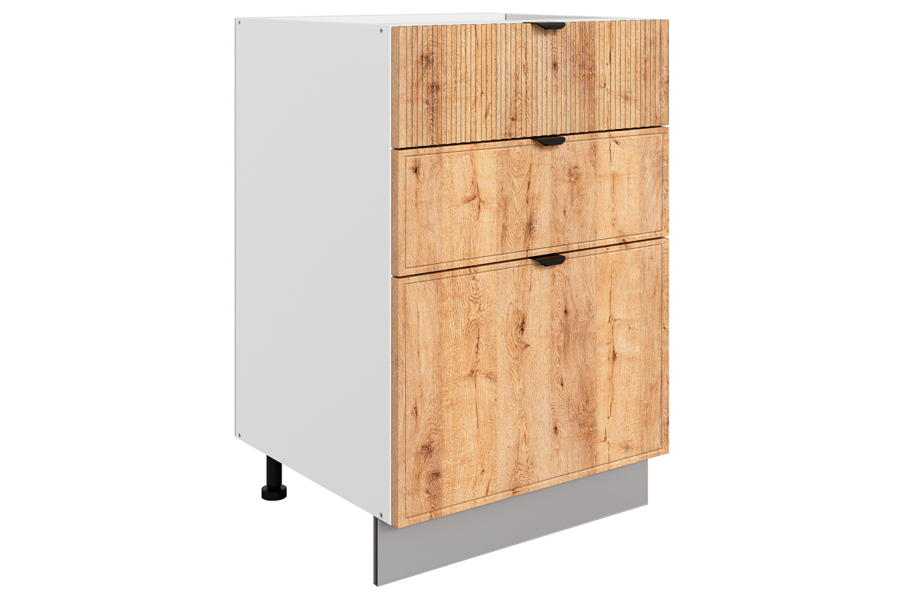 Бариста Шкаф рабочий L500 B500 Слим (3 ящ.) (белый/дуб европейский матовый)