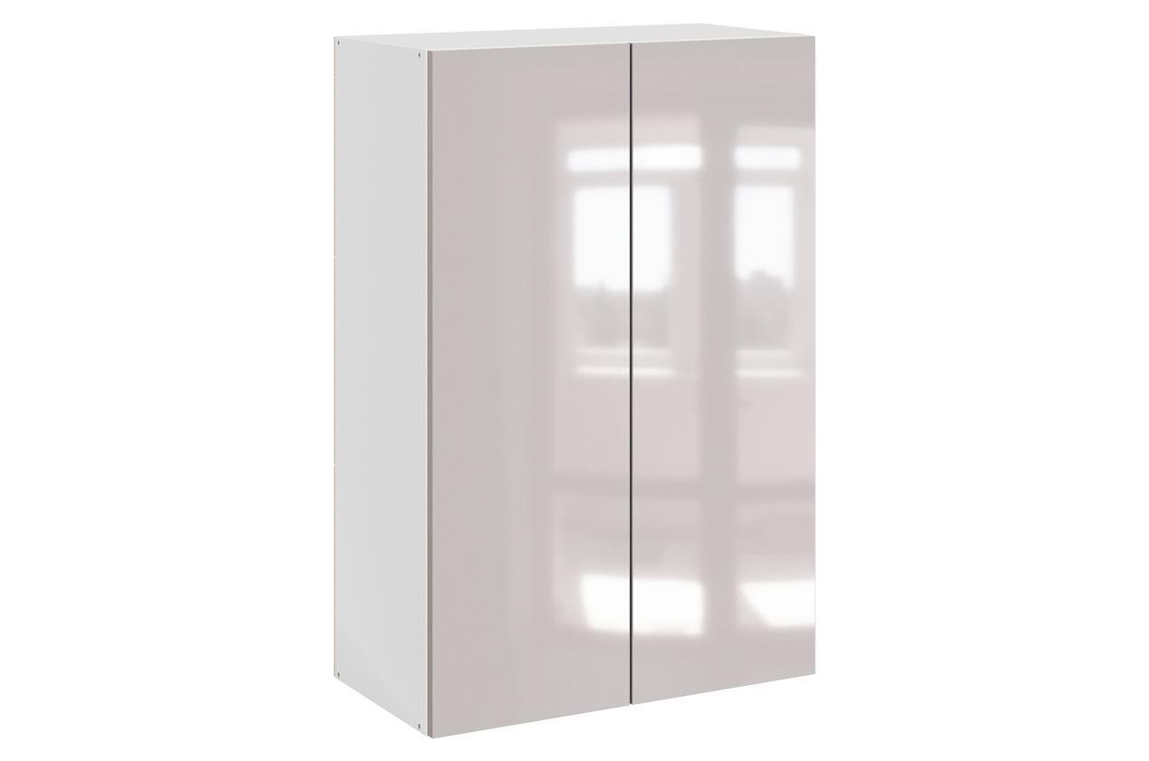 Кристи Шкаф навесной L600 Н900 (2 дв. гл.) (эмаль) (белый/дымчатый глянец)