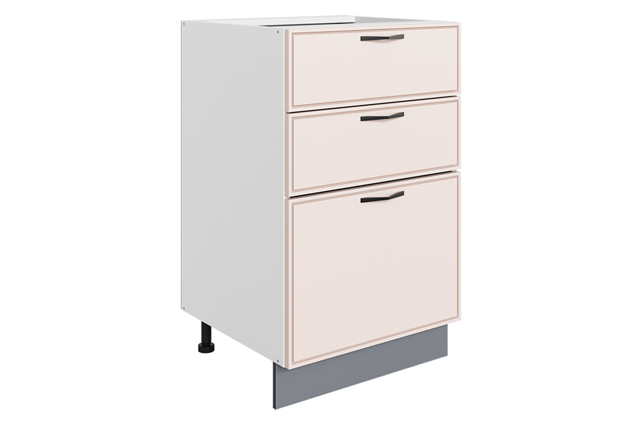 Монако Шкаф рабочий L500 B500 Слим (3 ящ.) (белый/айвори матовый)
