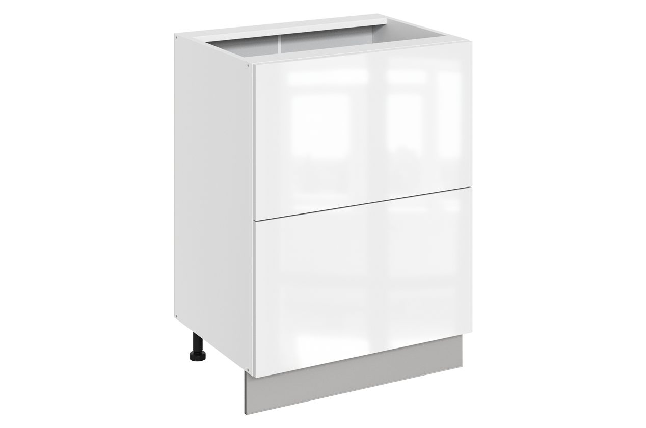 Кристи Шкаф рабочий L600 B500 Слим (2 ящ.) (эмаль) (белый/белый глянец)