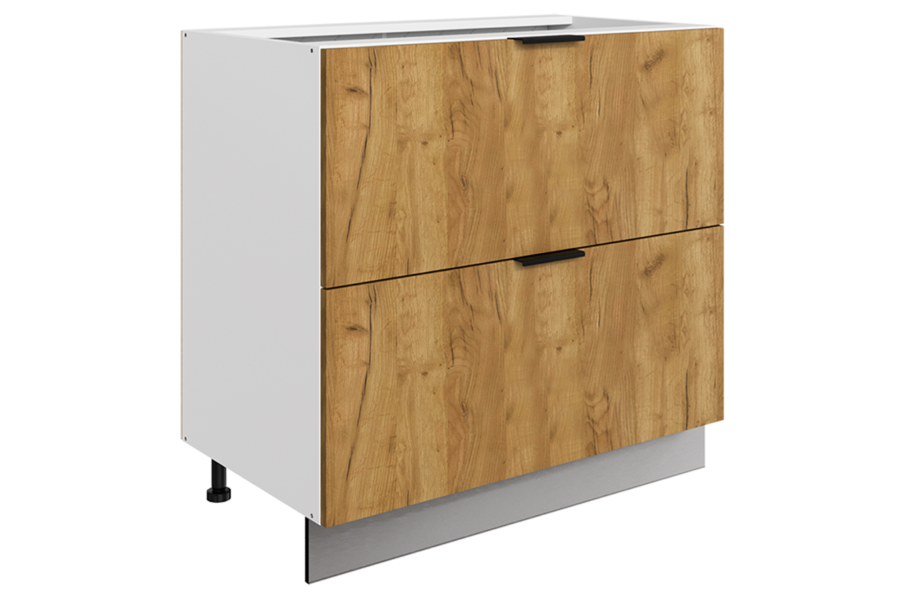 Стоун Шкаф рабочий L800 B500 Слим (2 ящ.) (белый/акация светлая)