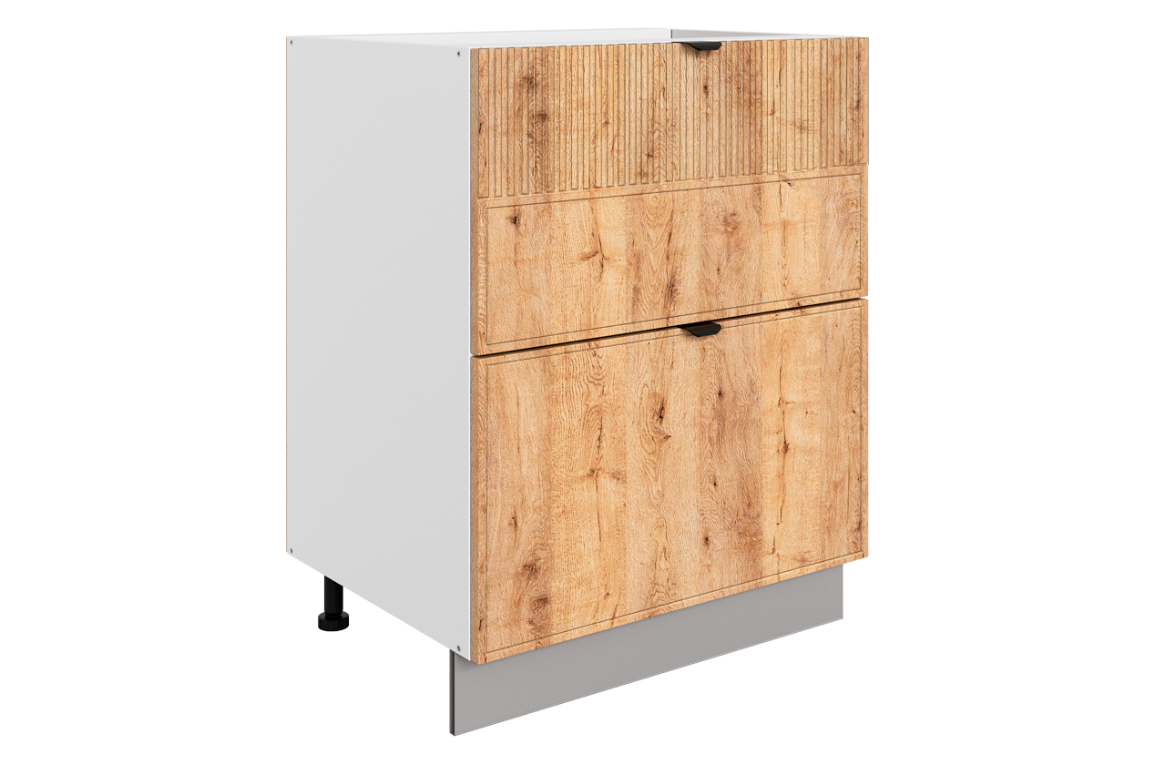 Бариста Шкаф рабочий L600 B500 Слим (2 ящ.) (белый/дуб европейский матовый)