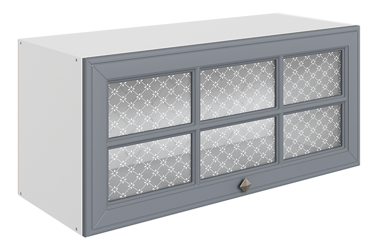 Мишель Шкаф навесной L800 Н360 (1 дв. реш.) (эмаль) (белый/серый)