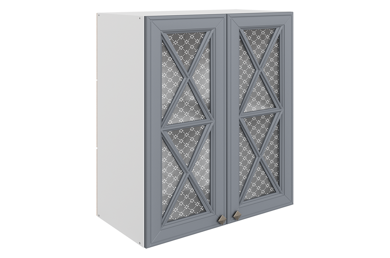 Мишель Шкаф навесной L600 Н720 (2 дв. крест.) (эмаль) (белый/серый)