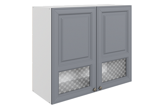 Мишель Шкаф навесной L800 Н720 (2 дв. окош.) (эмаль) (белый/серый)