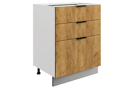 Стоун Шкаф рабочий L600 B500 Слим (3 ящ.) (белый/акация светлая)