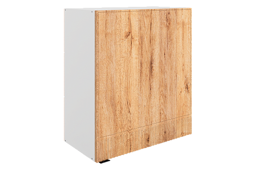 Бариста Шкаф навесной L600 Н720 (1 дв. гл.) (правый) (белый/дуб европейский матовый)