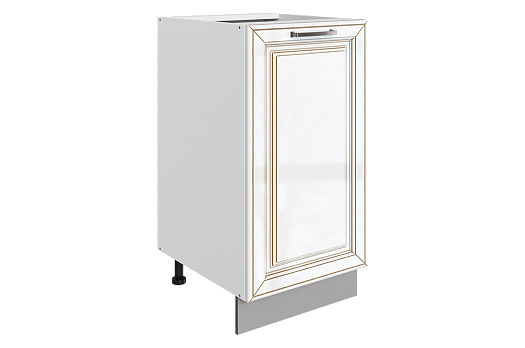 Атланта Шкаф рабочий L400 B500 (1 дв. гл.) (эмаль) (белый/белый глянец патина золото)