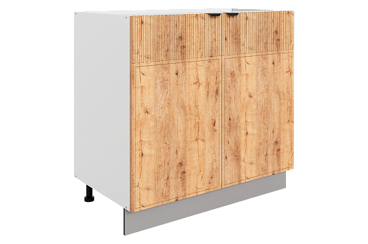 Бариста Шкаф рабочий L800 B500 (2 дв. гл.) (белый/дуб европейский матовый)