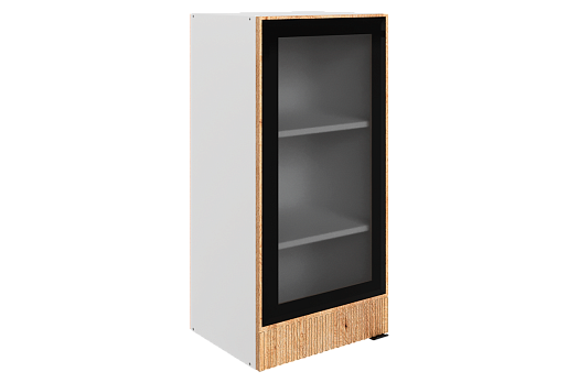 Бариста Шкаф навесной L400 Н900 (1 дв. рам.) (левый) (белый/дуб европейский матовый)