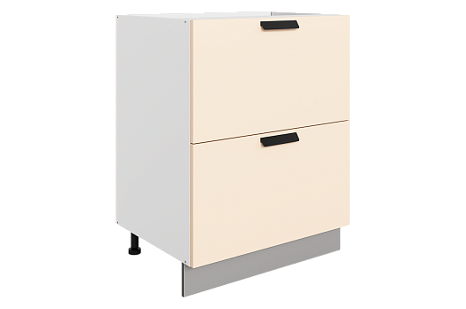 Джаз Шкаф рабочий L600 B500 Слим (2 ящ.) (эмаль) (белый/крем)