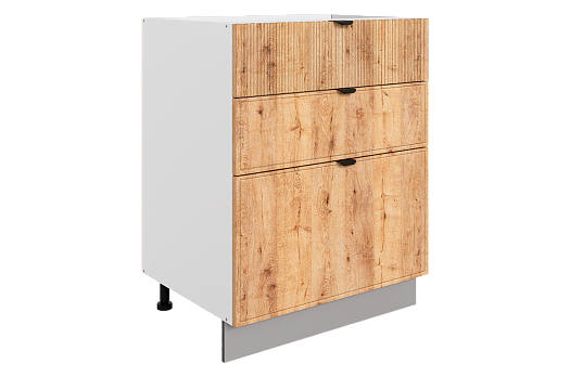 Бариста Шкаф рабочий L600 B500 Слим (3 ящ.) (белый/дуб европейский матовый)