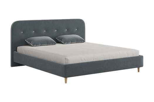 Кровать с основанием Лео 180х200 см (графит (велюр)/галька (велюр))