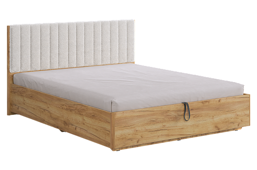 Кровать с подъемным механизмом Юлия 160х200 см (дуб крафт золотой/белый (плюш))