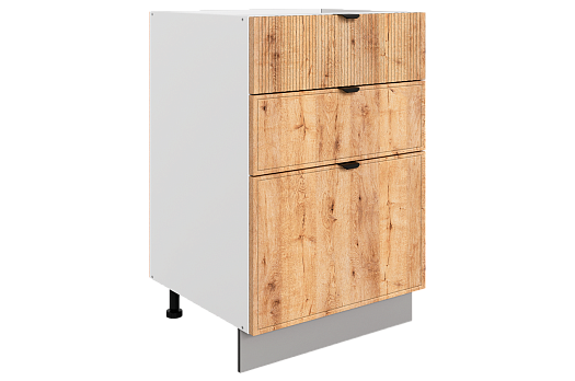 Бариста Шкаф рабочий L500 B500 Слим (3 ящ.) (белый/дуб европейский матовый)