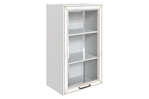 Атланта Шкаф навесной L500 Н900 (1 дв. рам.) (эмаль) (белый/белый глянец патина золото)