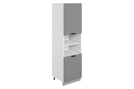 Джаз Шкаф-пенал L600 H2321 (2 дв. гл.) (эмаль) (белый/серый)