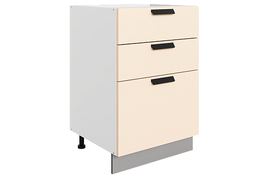 Джаз Шкаф рабочий L500 B500 Слим (3 ящ.) (эмаль) (белый/крем)