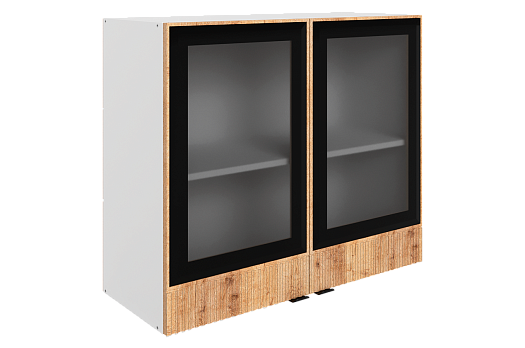 Бариста Шкаф навесной L800 Н720 (2 дв. рам.) (белый/дуб европейский матовый)