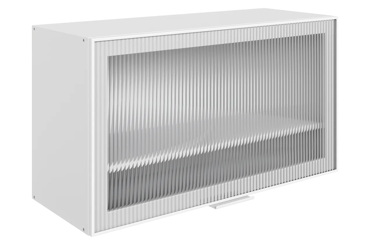 Алюм Шкаф навесной L800 Н450 (1 дв. рам.) (белый/белый муар/бесцветное мору)