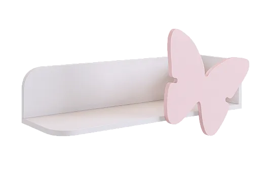 Полка навесная Бабочка (белое дерево/пудра розовая (эмаль))