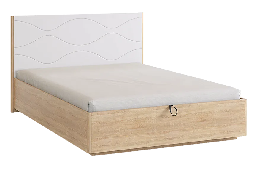 Зара Кровать с подъемным механизмом Люкс 140х200 см (дуб сонома/белый)
