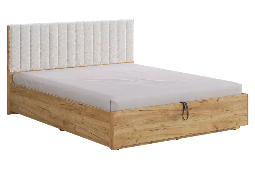 Кровать с подъемным механизмом Юлия 160х200 см (дуб крафт золотой/белый (плюш))