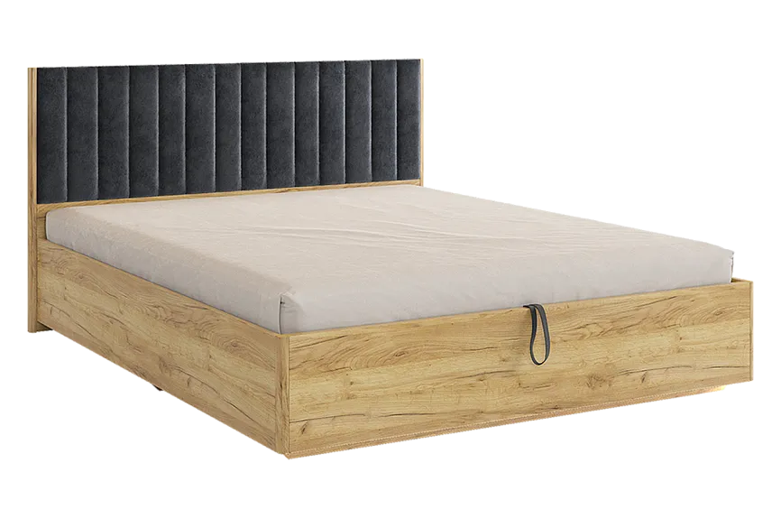 Адам Кровать с подъемным механизмом 160х200 см (дуб крафт золотой/грей алькантара (велюр))