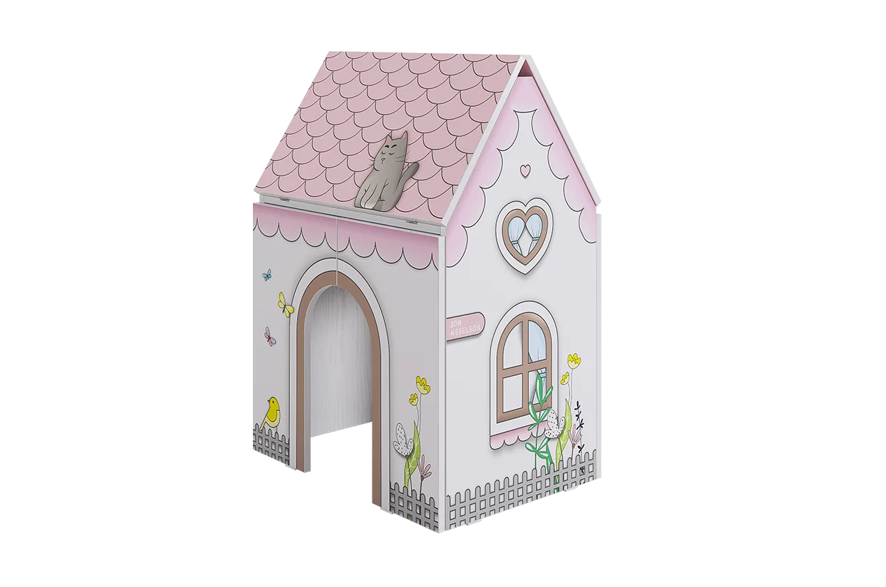 Стол Домик (белое дерево/розовый)